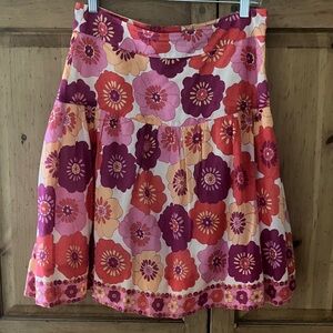 Vibrant Floral A-Line Skirt - Red, Pink, and Orange